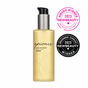 Epionce Lytic Gel Cleanser bottle with NewBeauty awards on a beige background